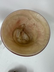 Hand Blown Goblets Stemware Stone Look Vintage Rare Earthtones Rustic Elegance