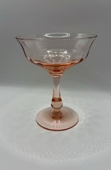 Vintage Fry Glass Pink 💕 Straight Optic 5 1/8″ Saucer Champagnes EUC Pretty