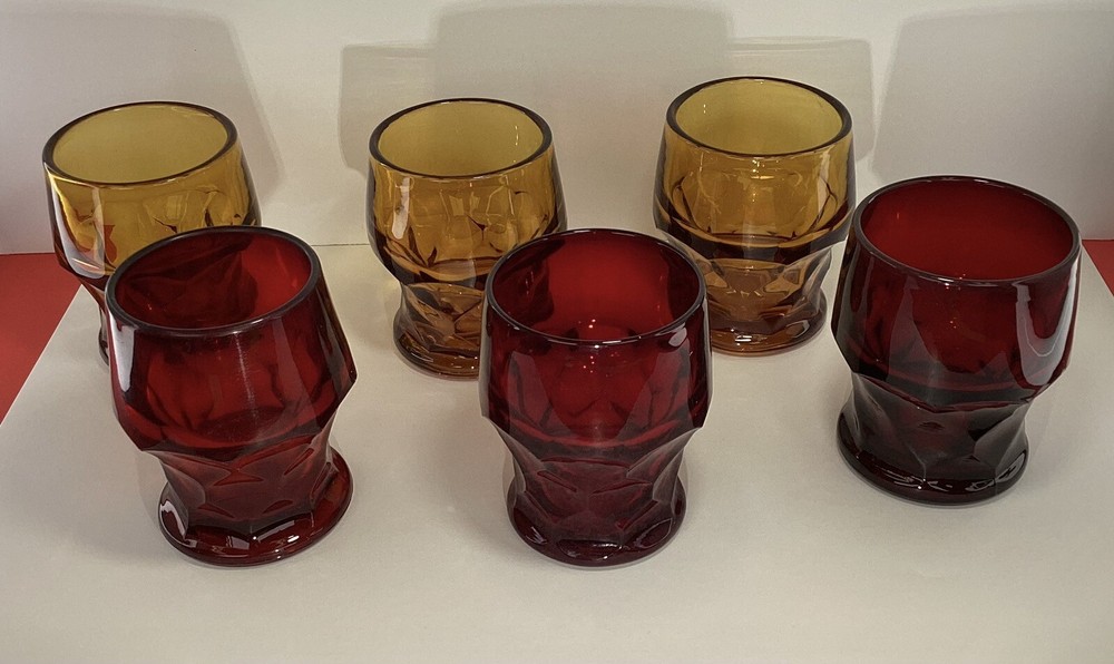 Six vintage mixed a lot Georgian Ruby and gold tumblers glasses MCM