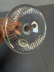 Vintage Green Cut Crystal Wine Goblet Hand Made Hungary 24% PbO