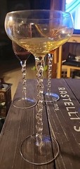 4 Vintage Multicolor Twisted Stem Glass Cordial Martini Goblet Glasses 8-3/4″