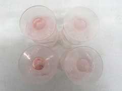 Seneca Glass Pink Clear Driftwood Crinkle 5″ Footed Tumbler Glasses Set of 4