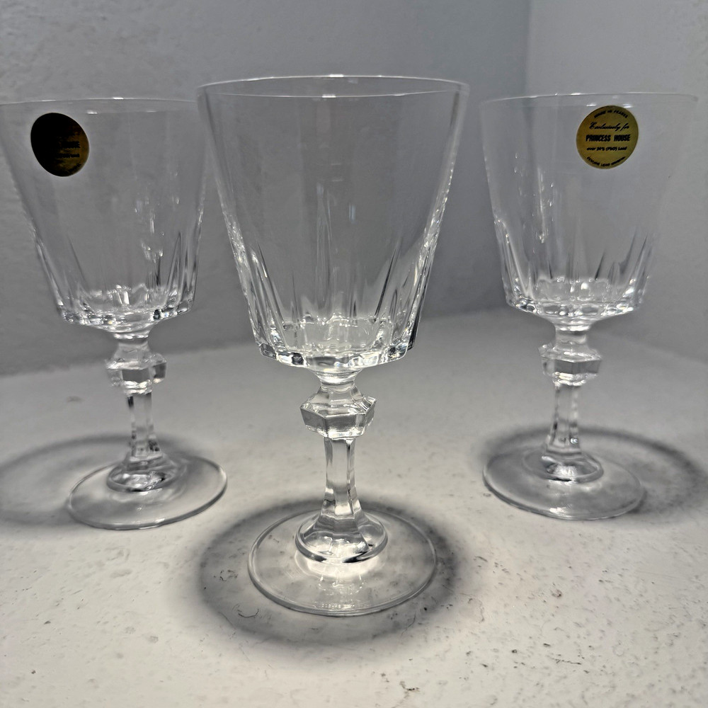 Princess House Esprit 24% Lead Crystal Wine Glasses 5.75” Set of 3 – France