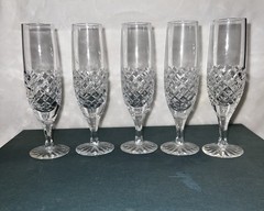 Waterford Comeragh 5 Elegant Champagne Crystal Flutes Vintage