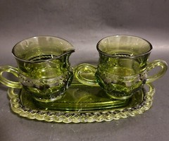 Colony Crown Green Creamer and Sugar With An Underplate In the Original Box
