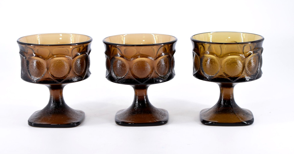 VTG Noritake SPOTLIGHT Walnut Brown (3) Sorbet Champagne Goblets Glasses 4.25″