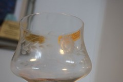 MORGANTOWN GLASS 7589 LAURETTE FLOWER COCKTAIL SEAFOOD FRUIT SERVER W/ LINER 2EA