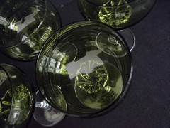 Vtg Sasaki Coronation Green Crystal Wine Glasses (4) Twisted Stem #3