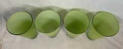 Set Of 4 Lime Green Hand Blown Cased Glass Tumblers Highball Iced Tea Glasses