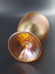 Vintage CARNIVAL GLASS GOBLET, 4¾»x3½», amber