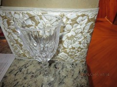 SET OF 8 VINTAGE ART DECO CRYSTAL WINE GLASSES W/ STORAGE CASE–#T28-1