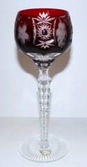 STUNNING AJKA CRYSTAL MARSALA DEEP RUBY RED CUT TO CLEAR 8 1/4″ WINE HOCK GLASS