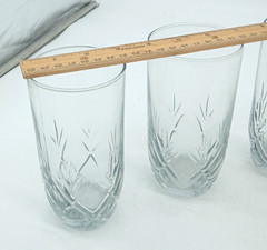 Vintage Crystal Tumblers Etched Wheat Pattern Light Iridescence 6″ Set of 5