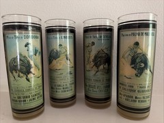 Stunning Set Of 4 Vintage Bullfighting Cocktail Glasses From Spain – Set 1