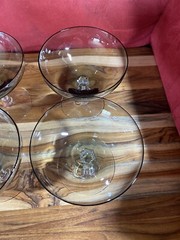 SET OF 4 FOSTORIA Debutante Smoke Grey 4 1/4″ Champagne/Tall Sherbet Glasses