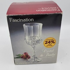 Cristal De Flandre Fascination Goblets Boxed 24% Lead Crystal 4-set