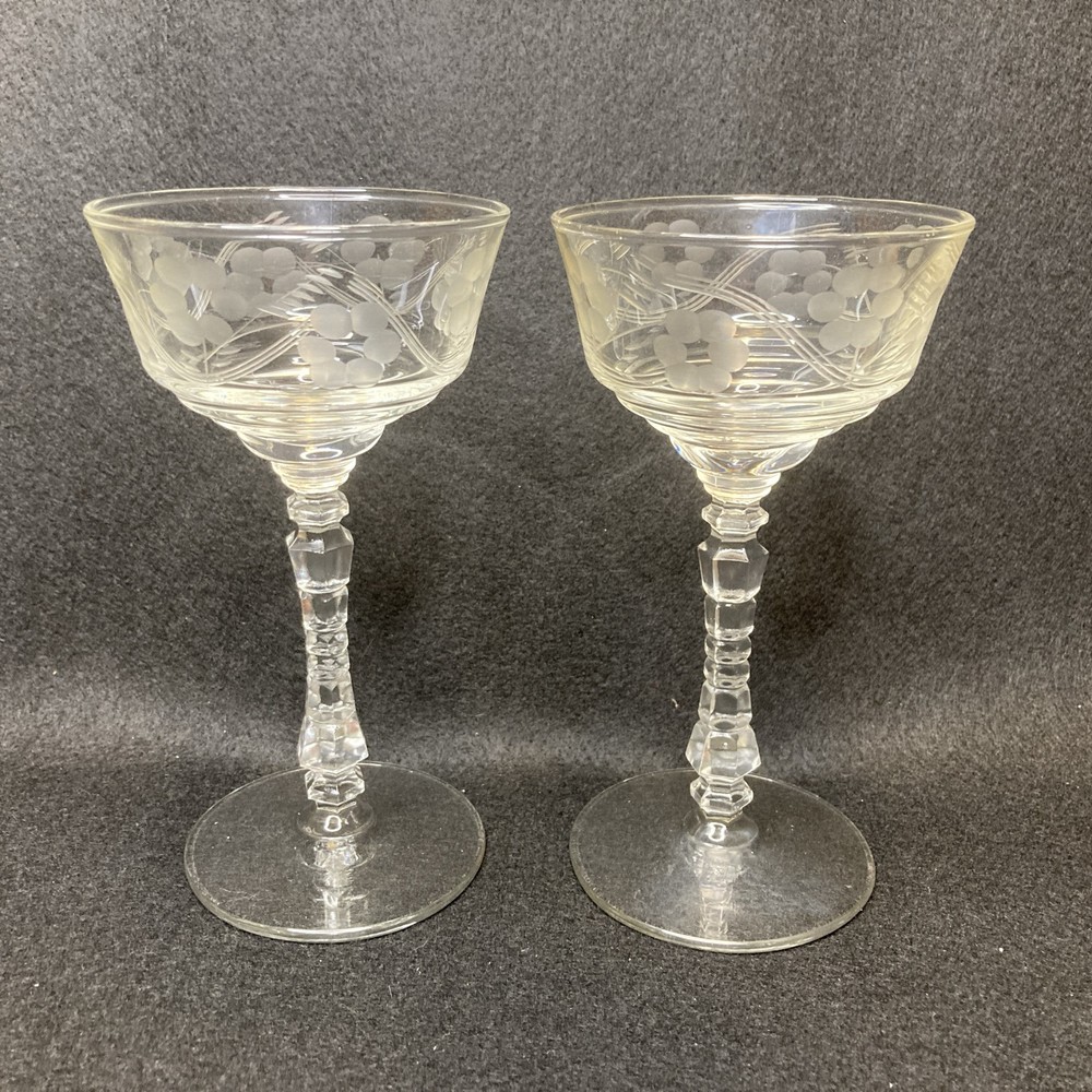 ROCK SHARPE CRYSTAL Liquor Cocktail Champagne Glasses 5-3/4” 4oz set of 2