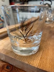Vintage MCM Gilt Gold Trim Wheat Design Cocktail/rocks Glasses Set of 4
