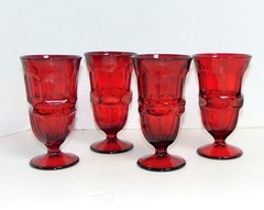 4 Ruby Fostoria Argus Iced Tea Goblets