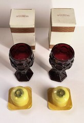 Avon Glasses Ruby Red 1876 Cape Cod Set 2 Wine Goblets Vintage Bayberry Candles