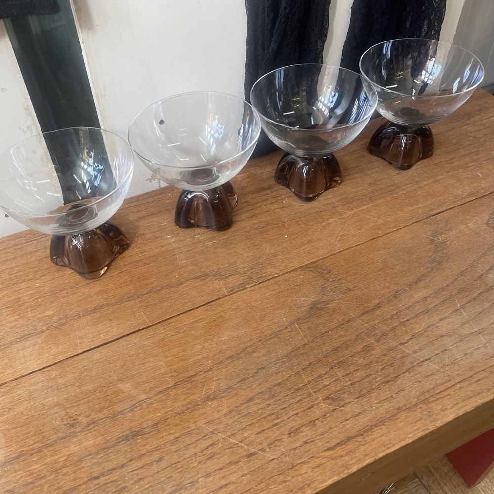 Set Of 4 Fostoria Capri Cinnamon Champane Sherbet MCM 1950’s Glasses Glass