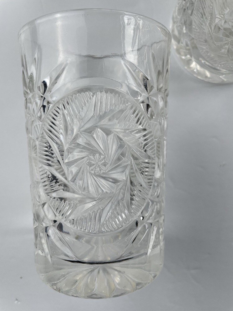 Barware 4 vtg Fostoria Cut Glass Stowe Dbl Old Fashioned Heavy glasses 5” Tall