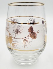 Set of VTG Dominion Glass Company «Golden Pinecone» Glasses with 22-K Gold Leaf