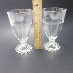 Vtg Anchor Hocking Boopie Water Wine Goblet Glass 5.5” Bubble Footed Dot 2 piece