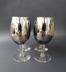 4x Silver Metallic Luster Ombre Fade 8 oz Wine Glass ~ 5⅝” Tall