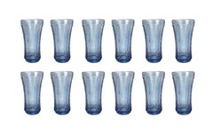 Indiana Glass Recollection Madrid Blue Glass Tumblers Set of 12. 6.25″