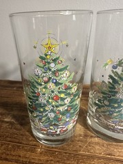 Set Of 3 Vintage Christmas Eve Drink Glass Tumbler By Salem 13 oz Holiday