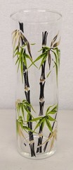 2 Vintage FEDERAL GLASS Mid Century Modern GOLD BAMBOO Highball Drinking Glasses