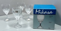 Mikasa Park Lane SN101 Full Lead Crystal Goblets Set of 4 Germany Boxed Elegant