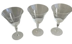 Lot of 3 Vintage Cordial Sherry Stem Glasses Small Drinking Glasses Etched Leaf