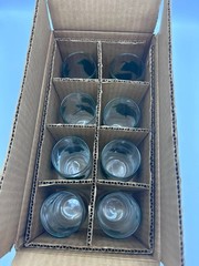 Antique or Vtg Sterling Glass Co. Green Ivy Vine Clear 5″ Drinking Glass Set 8