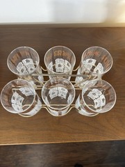 Set of 6 Anchor Hocking Butterprint Glasses Amish Horse Carriage With Holder