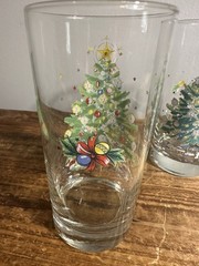 Set Of 3 Vintage Christmas Eve Drink Glass Tumbler By Salem 13 oz Holiday
