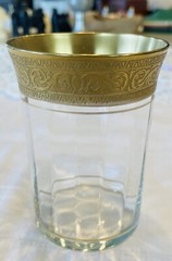 Tiffin Franciscan MINTON Clear 9 Oz Flat Tumbler Glass 4″ Gold Encrusted Optic