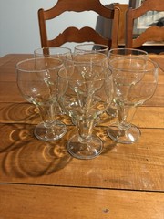 Vintage Anchor Hocking Hollow Stem Beer Glass Pilsner Wide Mouth Set If Seven