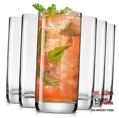 Faye 13oz Highball Glasses, 6pc Tall Glass Sets. Lead-Free Tall glasses