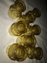 Set of 8 GEORGIAN HONEYCOMB Yellow GOLD Amber 8oz ROCKS GLASS Tumbler GOBLET 4″T