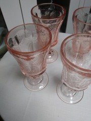 Lot Of 4 INDIANA GLASS COMPANY RECOLLECTION PINK MADRID WATER GOBLET DEPRESSION