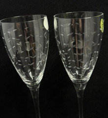 Crystal Fluted Seed Rice Cut Bowls Champagne Glasses 10.25″ Tall Pair (2)