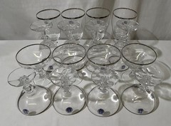 NEW VTG Schott Zwiesel Crystal Champagne & Wine/Water Goblet Platinum Trim 8 ea.