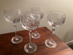 4 Bayel Cristal Vineyard Grape Clear Water Wine Glasses Goblets 7.75” Tall VGC