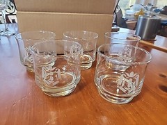 5 Vtg Heritage Monogram B Rocks Whiskey Glasses 8 oz