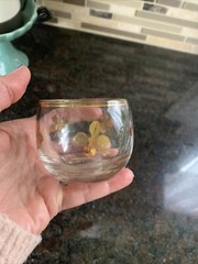 Vtg Gold Four Leaf Clover Glass Old Fashioned MCM Gold Rim Candle St Patrick