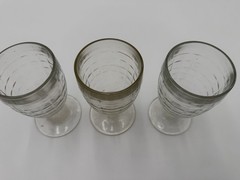 Set Of 3 vintage Indiana Whitehall Colony Cubist clear footed iced tea tumblers