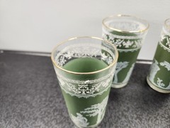 Set of 4 Vintage Wedgwood Jasperware Jeanette Green Hellenic 5″ Drinking Glasses