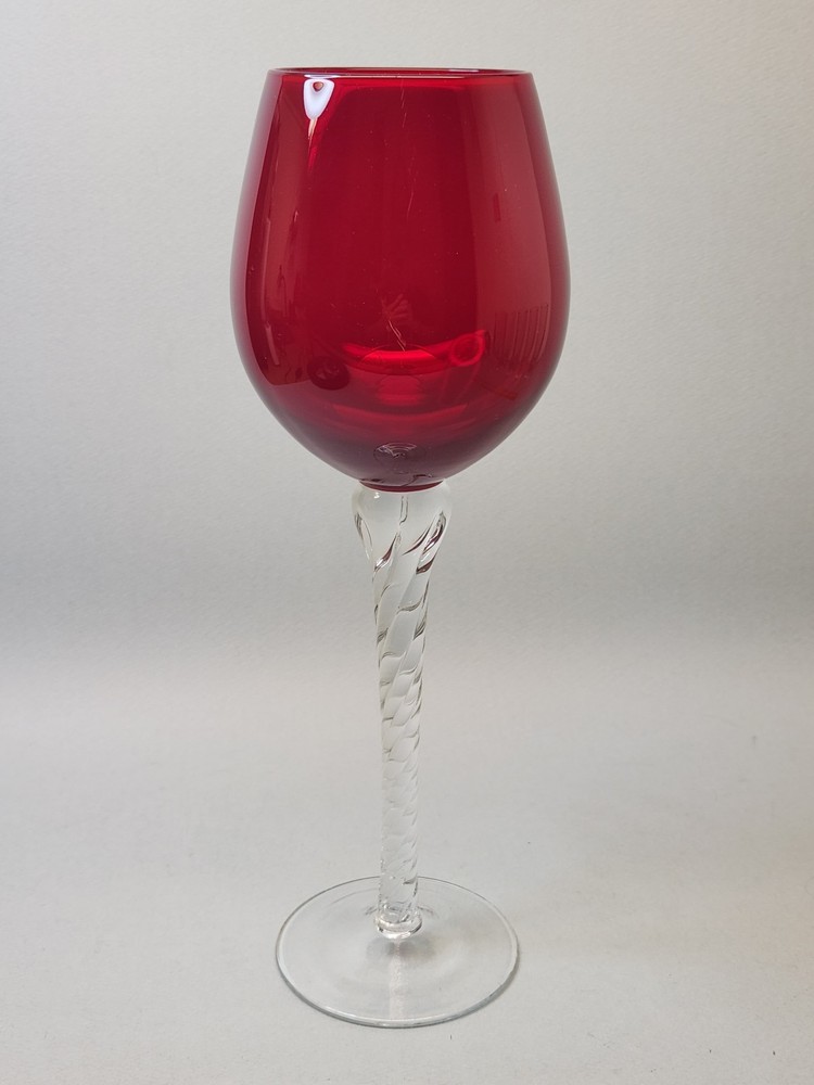 Bombay Co Scarlet Ruby Red XL Wine Glass With Twist Stem (11.5″ Tall) *SCRATCH*